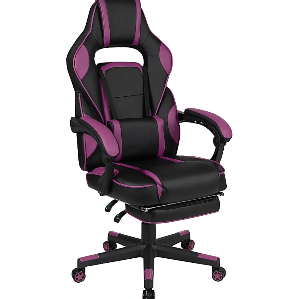 Flash Furniture X40 Gaming Chair With Fully Reclining Back And Arms, Black/Purple