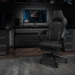 Flash Furniture X40 Gaming Chair With Fully Reclining Back And Arms, Black/Gray