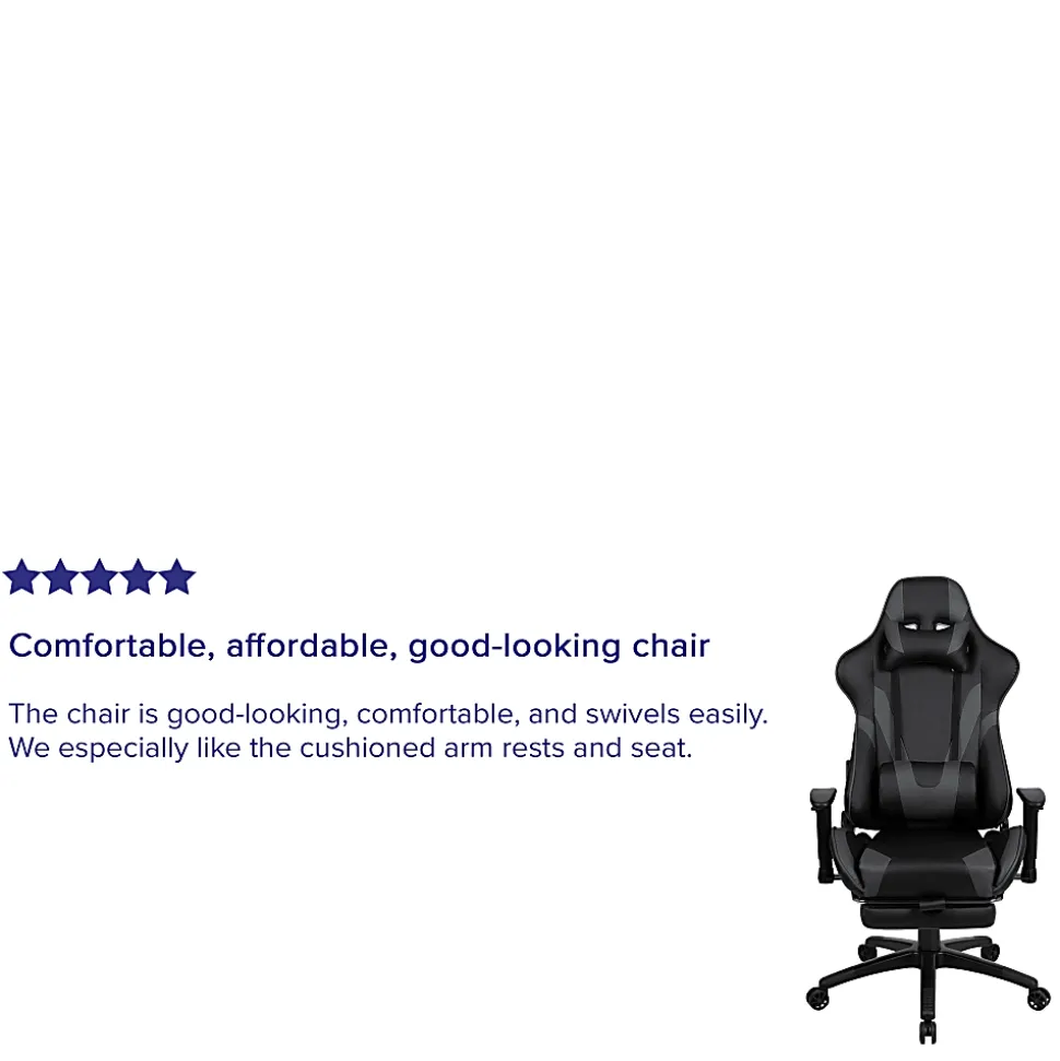 Flash Furniture X30 LeatherSoft Gaming Racing Chair, Gray/Black
