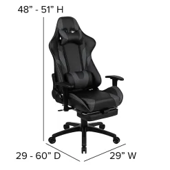 Flash Furniture X30 LeatherSoft Gaming Racing Chair, Gray/Black