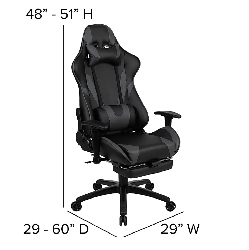 Flash Furniture X30 LeatherSoft Gaming Racing Chair, Gray/Black