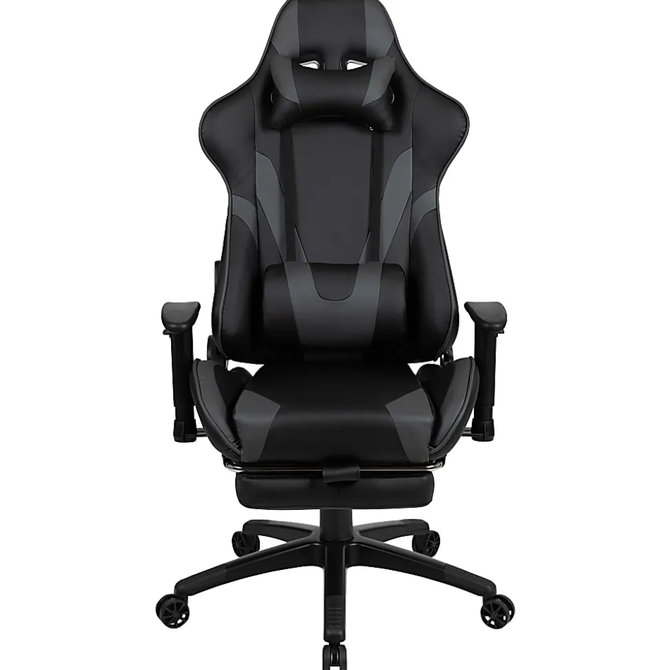 Flash Furniture X30 LeatherSoft Gaming Racing Chair, Gray/Black