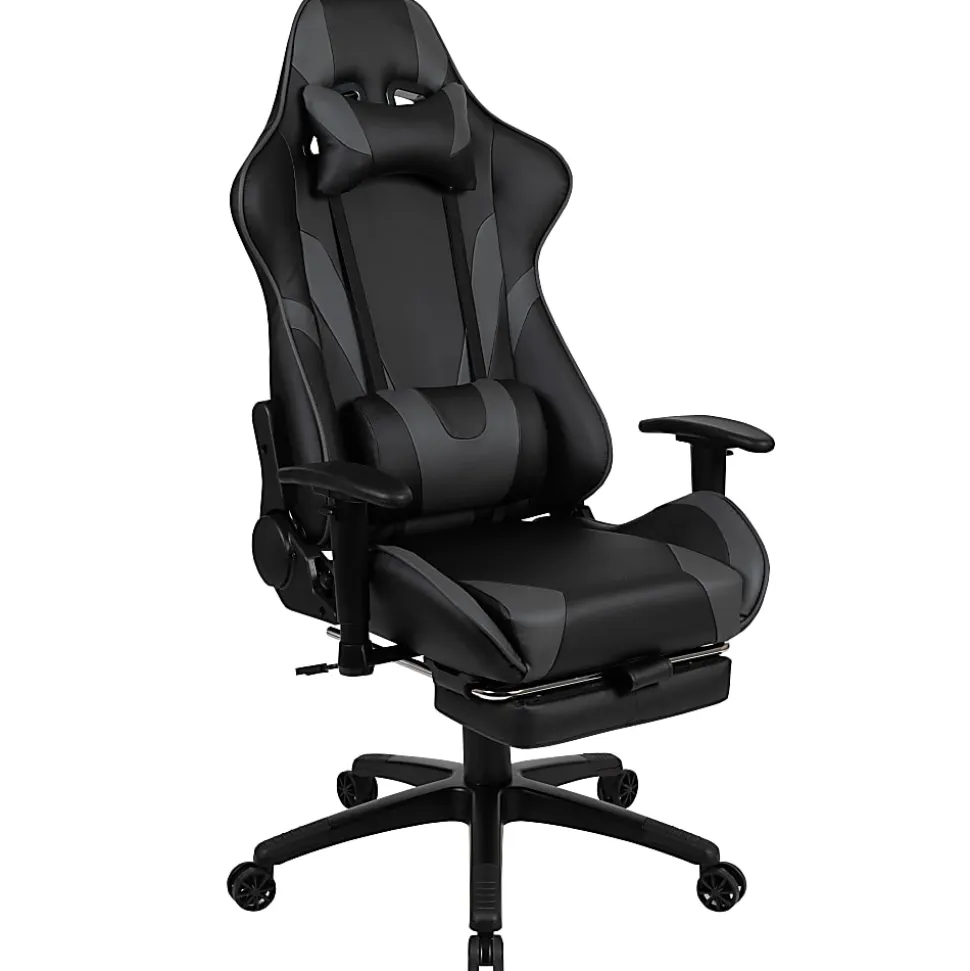 Flash Furniture X30 LeatherSoft Gaming Racing Chair, Gray/Black