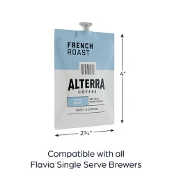 FLAVIA® Coffee ALTERRA® Single-Serve Coffee Freshpacks, French Roast, Carton Of 100