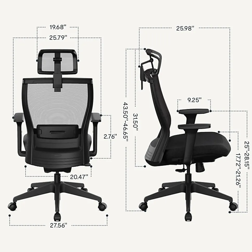 FlexiSpot C4B Ergonomic Mesh High-Back Office Chair, Black