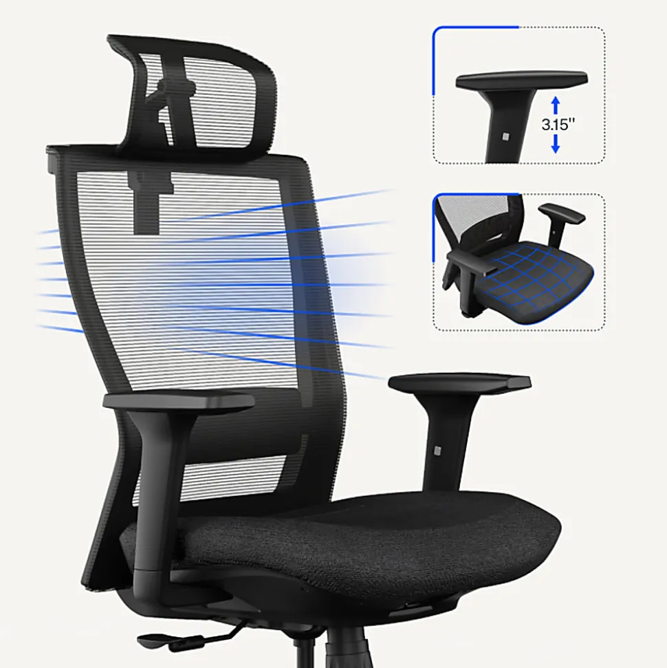 FlexiSpot C4B Ergonomic Mesh High-Back Office Chair, Black