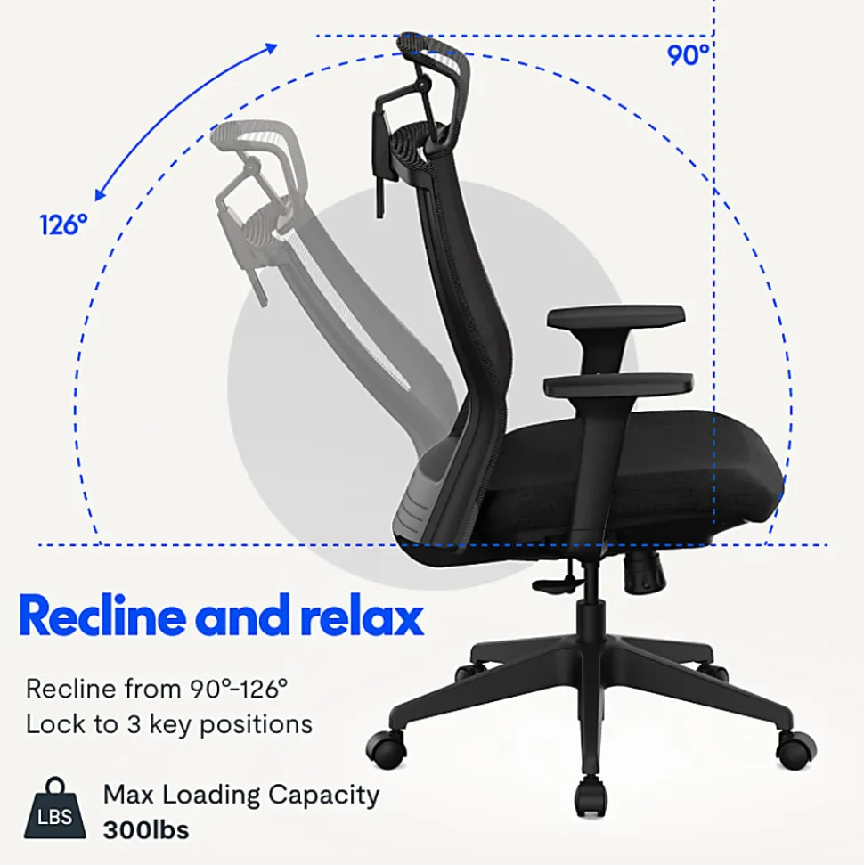 FlexiSpot C4B Ergonomic Mesh High-Back Office Chair, Black