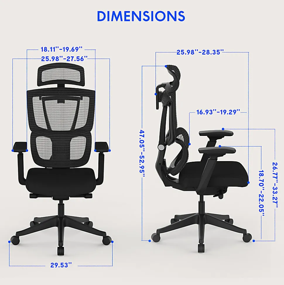 FlexiSpot C7 Ergonomic Mesh High-Back Office Chair, Black, C7BFOAM