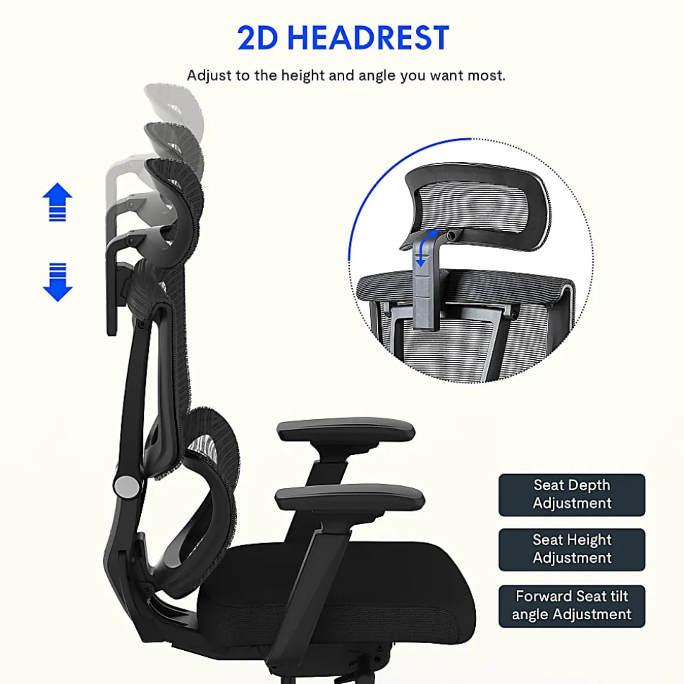 FlexiSpot C7 Ergonomic Mesh High-Back Office Chair, Black, C7BFOAM
