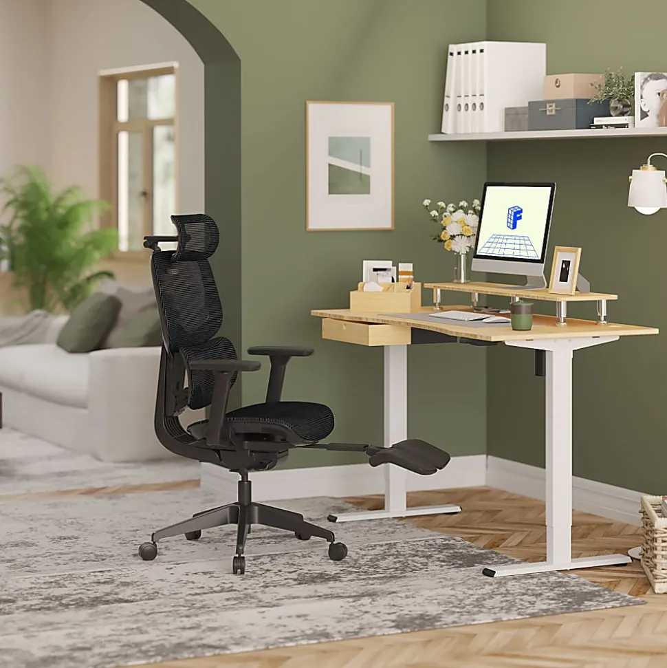 FlexiSpot C7 Ergonomic Mesh, Office Chair with Footrest, Black