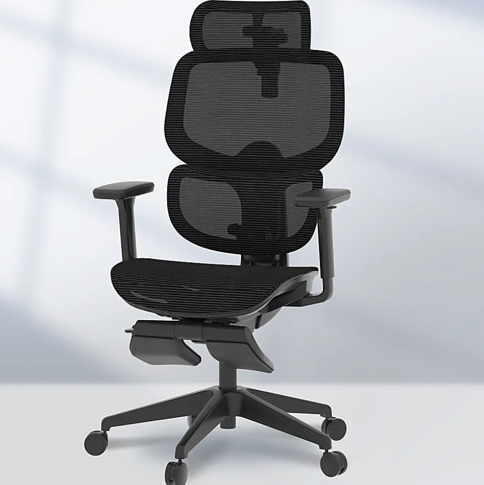 FlexiSpot C7 Ergonomic Mesh, Office Chair with Footrest, Black