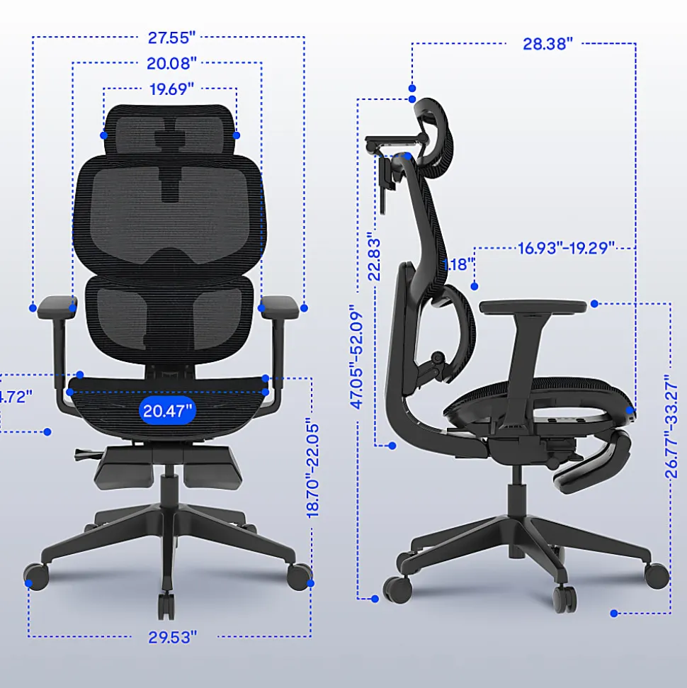 FlexiSpot C7 Ergonomic Mesh, Office Chair with Footrest, Black