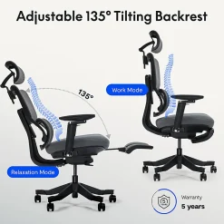 Flexispot C7 MAX Ergonomic Chair Foam & Mesh With Footrest, Black color