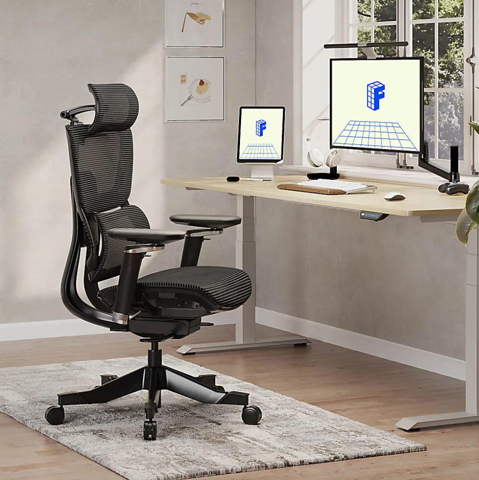 FlexiSpot C7 MAX Ergonomic Mesh Office Chair, Foam Seat in Black color