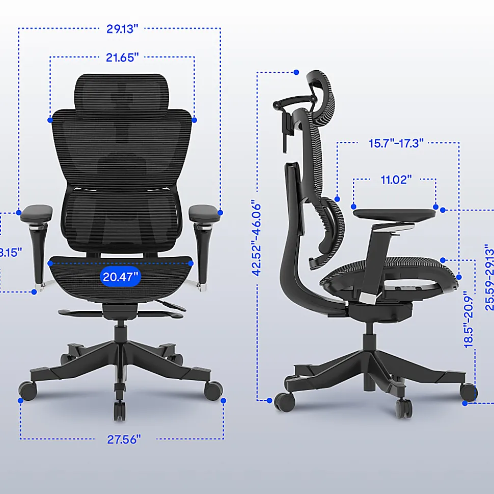 FlexiSpot C7 MAX Ergonomic Mesh Office Chair, Foam Seat in Black color