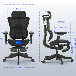 FlexiSpot C7 MAX Ergonomic Mesh Office Chair with Footrest. Black