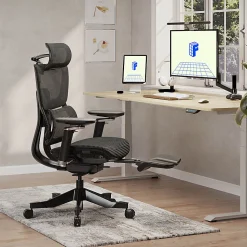FlexiSpot C7 MAX Ergonomic Mesh Office Chair with Footrest. Black
