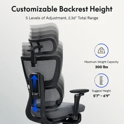 FlexiSpot C7 MAX,Ergonomic Mesh High-Back Office Chair, Foam Seat in Black,