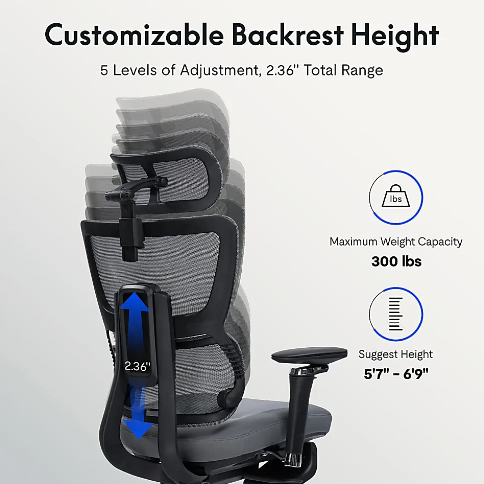 FlexiSpot C7 MAX,Ergonomic Mesh High-Back Office Chair, Foam Seat in Black,