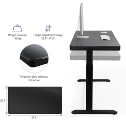 FlexiSpot Comhar Electric 48"W Height Adjustable Desk, Black