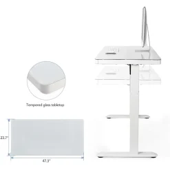 FlexiSpot Comhar Electric 48"W Height-Adjustable Staanding Desk, White