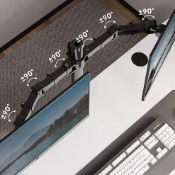 FlexiSpot Dual Monitor Mount For Desk Risers, Black
