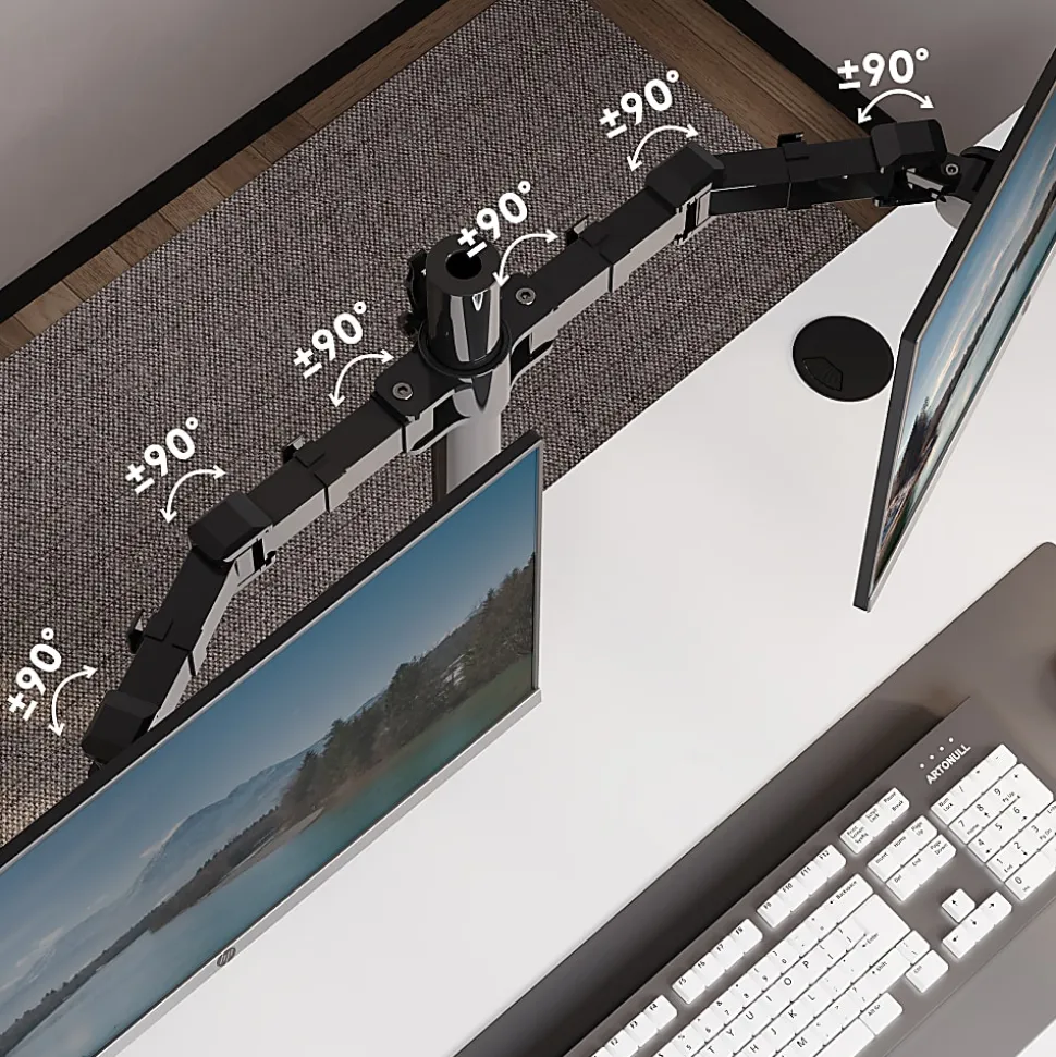 FlexiSpot Dual Monitor Mount For Desk Risers, Black