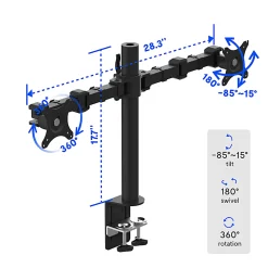FlexiSpot Dual Monitor Mount For Desk Risers, Black