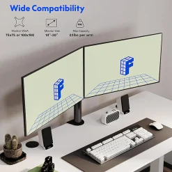 FlexiSpot Dual Monitor Mount For Desk Risers, Black