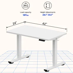 FlexiSpot E2 Electric 42"W Adjustable Height Standing Desk, White