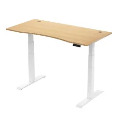 FlexiSpot E7 Electric 55"W Height-Adjustable Standing Desk, Bamboo/White