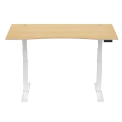 FlexiSpot E7 Electric 60"W Height-Adjustable Standing Desk, Bamboo/White