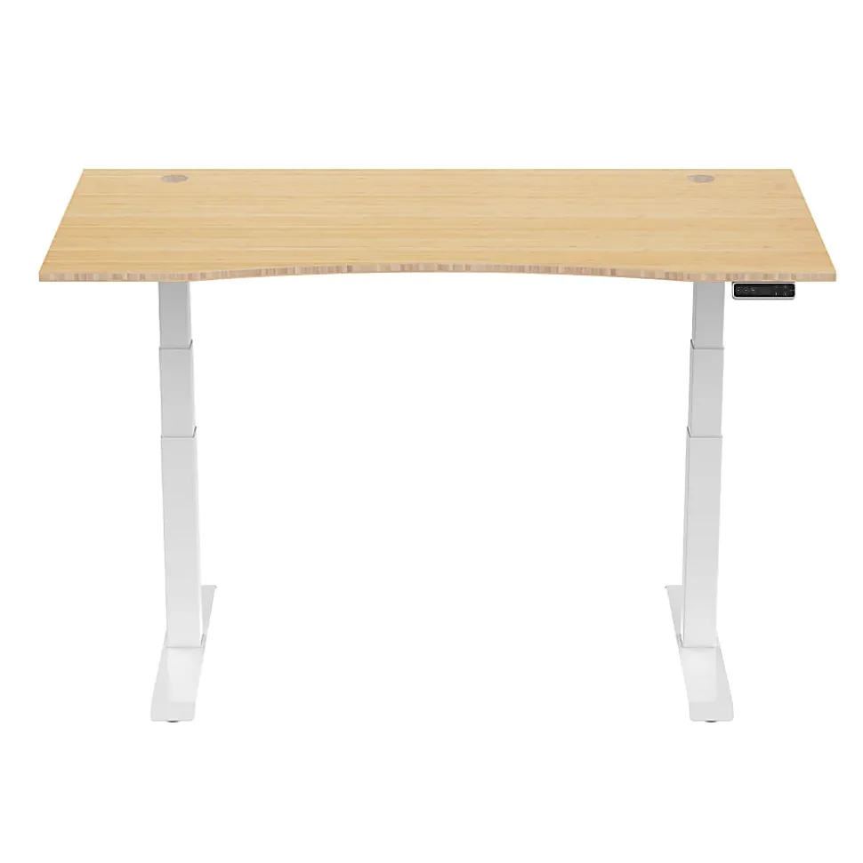 FlexiSpot E7 Electric 60"W Height-Adjustable Standing Desk, Bamboo/White