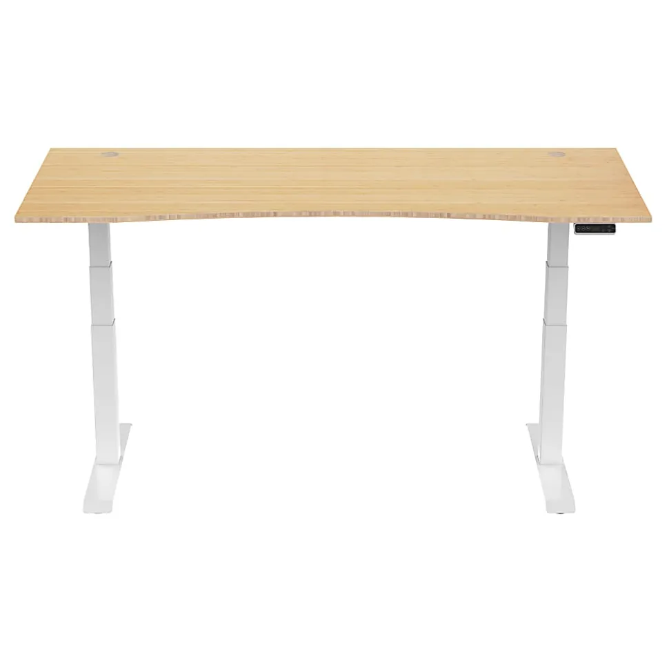 FlexiSpot E7 Electric 72"W Height-Adjustable Standing Desk, Bamboo/White