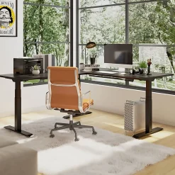 FlexiSpot E7L 76"W L-Shaped Electric Height-Adjustable Standing Desk, Black
