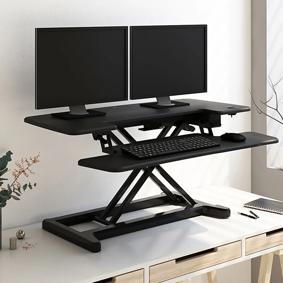 Flexispot EM7MB Electric Sit-Stand Desk Riser, 35-13/16" x 24", Black