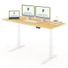 FlexiSpot E7 Pro Electric 72”W Adjustable Height Standing Desk, White/Bamboo