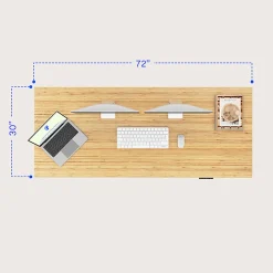FlexiSpot E7 Pro Electric 72”W Adjustable Height Standing Desk, White/Bamboo