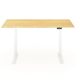 FlexiSpot E7 Pro Electric 72”W Adjustable Height Standing Desk, White/Bamboo