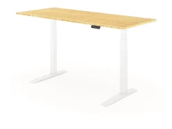 FlexiSpot E7 Pro Electric 72”W Adjustable Height Standing Desk, White/Bamboo