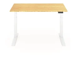 FlexiSpot E7 Pro Electric 55”W Adjustable Height Standing Desk, White/Bamboo