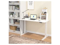 FlexiSpot E7 Pro Electric 55”W Adjustable Height Standing Desk, White