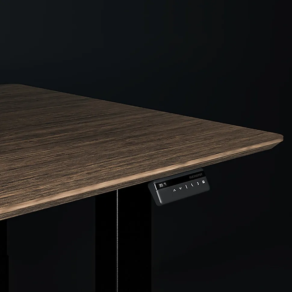 FlexiSpot E7Q Electric 71"W Height-Adjustable Standing Desk, Dark Bamboo/Black