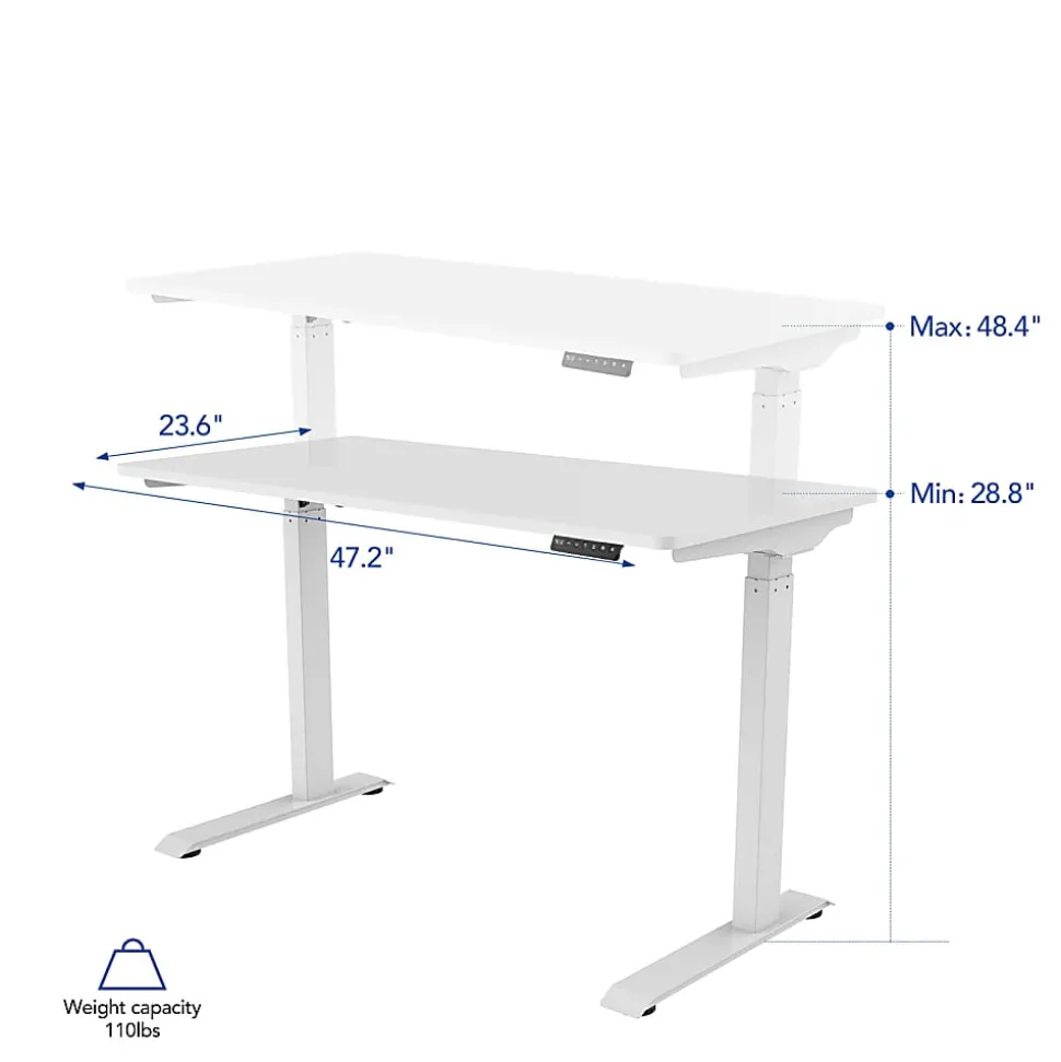 FlexiSpot E9 Quick-Install Metal Electric 48"W Height-Adjustable Standing Desk, White
