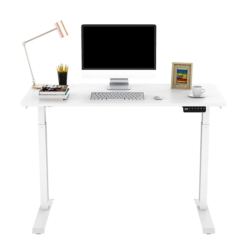 FlexiSpot E9 Quick-Install Metal Electric 48"W Height-Adjustable Standing Desk, White