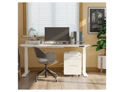 FlexiSpot E7 55"W Height-Adjustable Standing Desk, White
