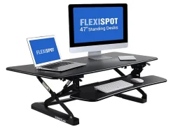 FlexiSpot Height-Adjustable Standing Desk Riser With Removable Keyboard Tray, 19-3/4"H x 47"W x 23"D, Black