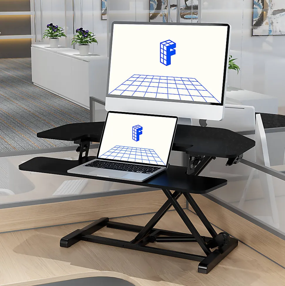 FlexiSpot M7-E Series Desk Riser, Corner, 36"W, Black