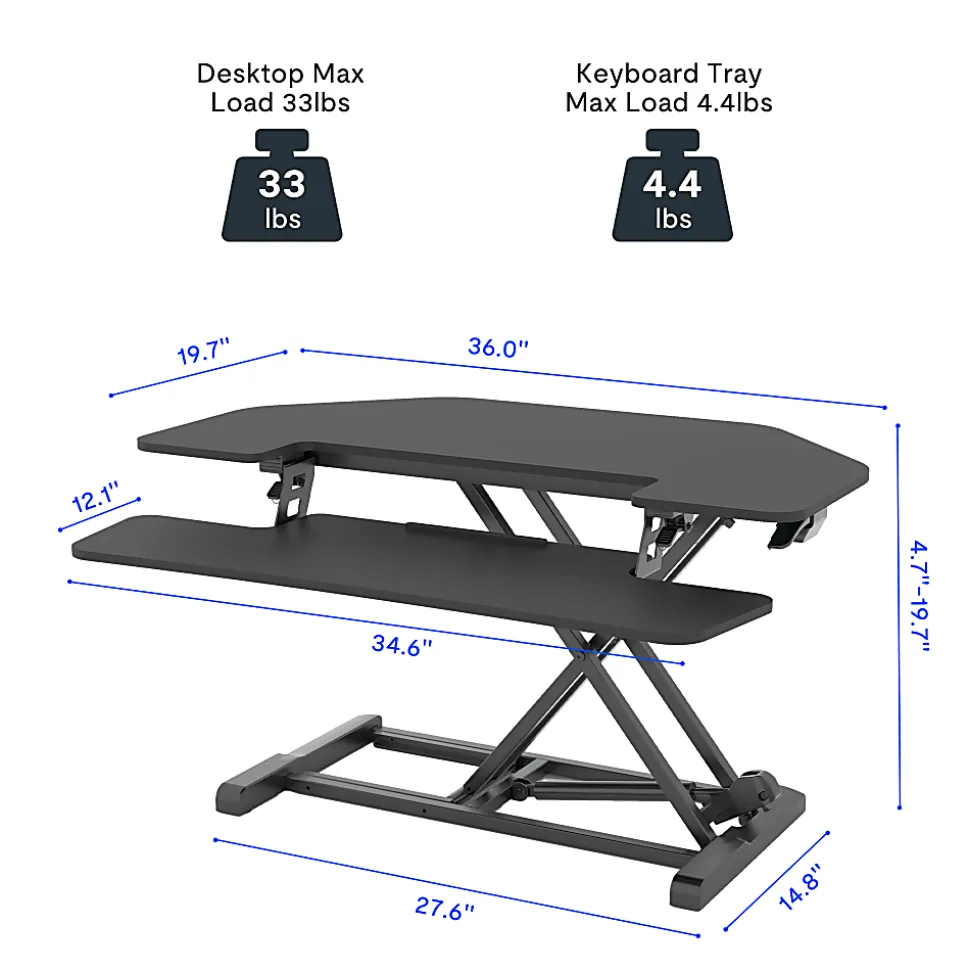 FlexiSpot M7-E Series Desk Riser, Corner, 36"W, Black