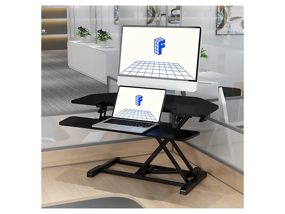 FlexiSpot M7-E Series Desk Riser, Corner, 36"W, Black